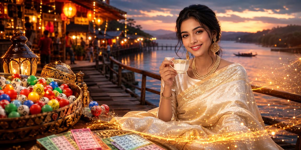 বান্দরবানে শাড়ি পরা একজন বাংলাদেশি নারী মোবাইলে লটারি খেলছেন পাহাড়ি পরিবেশে